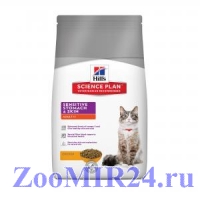 Hills Science Plan Sensitive Stomach & Skin сухой корм для кошек для здоровья кожи и пищеварения.
