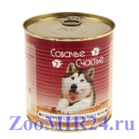 Собачье счастье Баранина с потрошками в желе д/собак, 750г