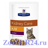 Hill's Prescription Diet Feline k/d Говядина, при болезнях почек, 85гр. (пауч)