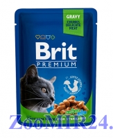 Brit Premium для кастрированных котов и стерилизованных кошек с курицей, 100 гр пауч