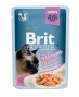 Brit Premium Cat Gravy для кастрированных котов и стерилизованных кошек кусочки филе лосося в соусе, 85 гр пауч